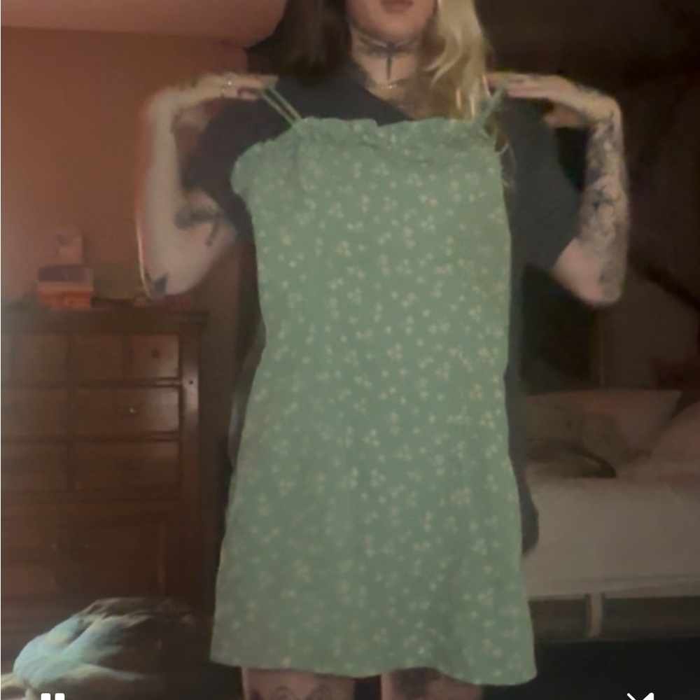 Zara Green Spaghetti Strap Sundress